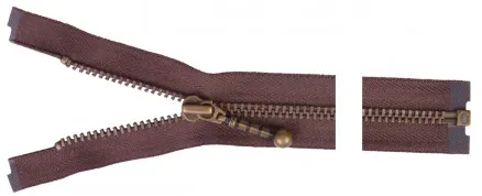 YKK Trennreißverschluss Antikes Messing 35cm 4mm Braun