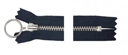 YKK Fester Aluminium-Reißverschluss mit Ring 35cm 4mm Marineblau