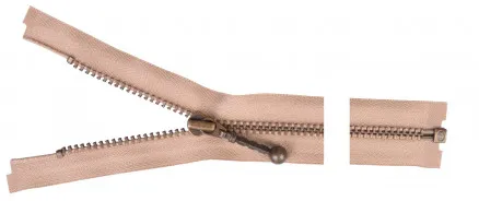 YKK Trennreißverschluss Antikes Messing 50cm 4mm Beige